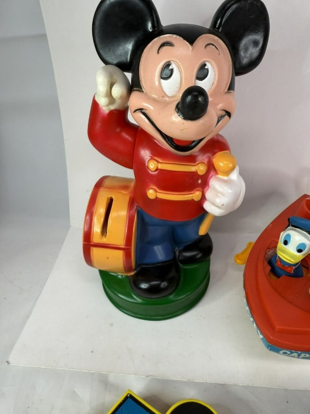 LOT Vintage Mickey Mouse Rubber Bank W/ STOPPER Calculator Figures Donald Goofy - Picture 8 of 13